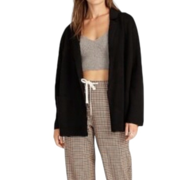 J. Crew Eloise Sweater-Blazer Open Front Cardigan Jacket L Black - Picture 1 of 6